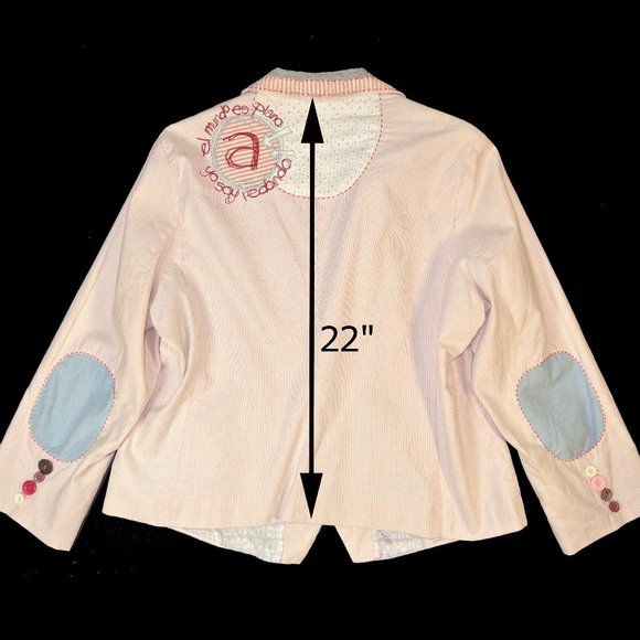 Desigual Blazer Pink Striped Summer Jacket Size 46 - Picture 12 of 12